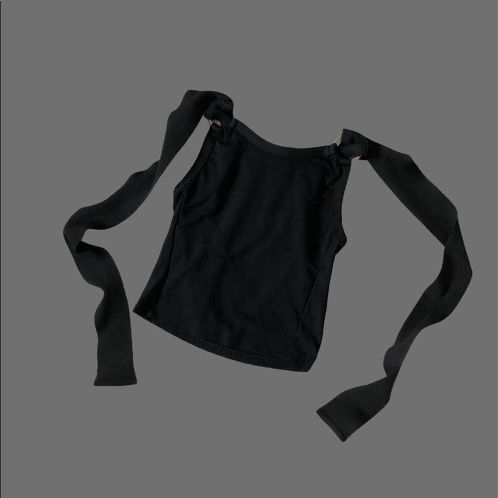 Black Zara circle silver loop detail ribbon top
